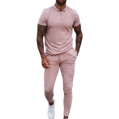 Summer Men Tracksuit Solid Color O-neck Short Sleeve T-shirt Drawstring Pants Men Casual Sets Fitness спортивный костюм мужск