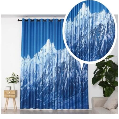 Beautiful Photo Fashion Customized blackout 3D Curtains blue curtains mountain soundproof windproof curtains