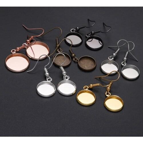 Earring Hooks & Cabochons Setting Base Gold Silver Color Metal Clasps for DIY Earring Jewelry Making Findings Supplies