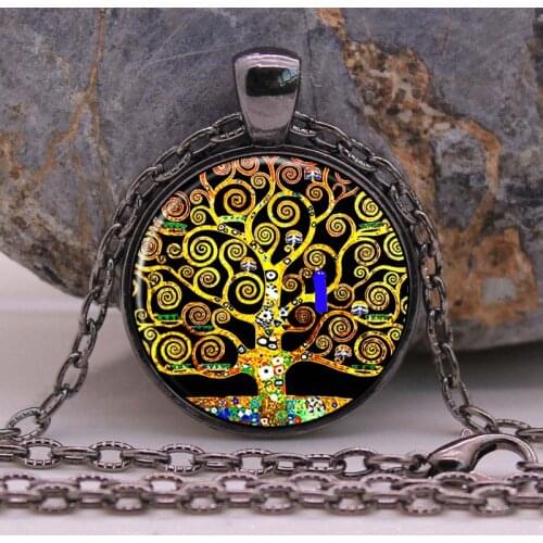 HOT The Tree of Life by Gustav Klimt pendant necklace Art tree jewelry necklaces & pendants
