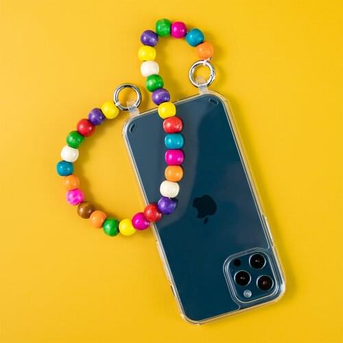 OEM ODM Detachable Necklace Transparent Phone Case With Wooden Chain For IPhone11 12Pro Max MiNi XR XS Max 7 8plus