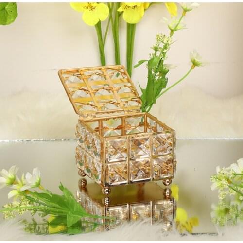 Crystal Jewelry Box Beads Trinket Organizer Earrings Rings Box Treasure Storage Keepsake with lid for Dresser Room Bedroom Decor