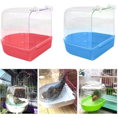 Durable Pet Bird Transparent Bathing Tub Bathtub Shower Box Hanging Cage Decoration