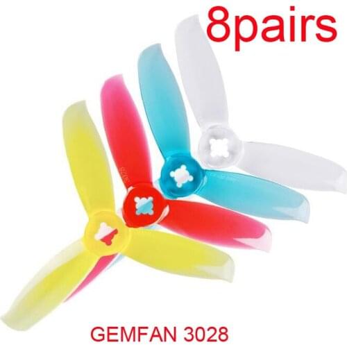 8Pairs PC GEMFAN 3028 Propeller 3 inch FPV Props CW CCW 3 blade Efficient Propellers 5mm Hole Paddle Suit 2 Kinds of Motor
