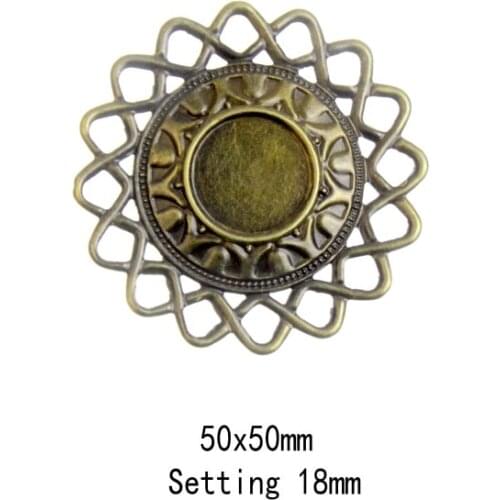 Free shipping Retail 5Pcs Antique Bronze Filigree Cabochon Settings Wraps Connectors Gift Decoration DIY Findings 50x50mm F0375