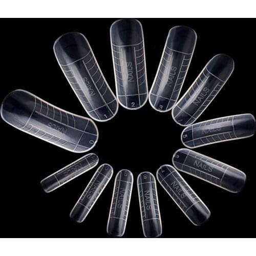 Shellhard 120pcs/box Professional Clear Dual System Nail Forms Finger Extension 12 Sizes Nail Forms Mold Model Nails Tool