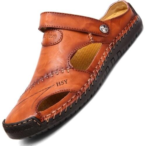 Shiweng Men's Leather Sandals
