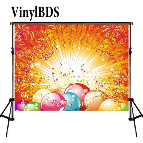 VinylBDS Celebrate Backdrops Photography Colour Firework Tape Fundo Para Fotos Balloon Photocall Backgrounds For Photo Studio