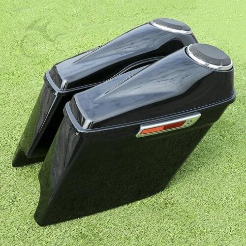 Motorcycle Vivid Black 5" Stretched Saddlebag 6.5" Speaker For Harley Touring Road Glide Electra Glide Road King 2014-2020