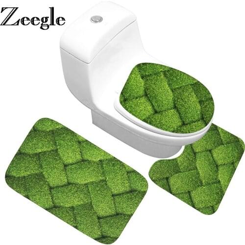 Zeegle Bath Mat Bathroom Washable Bathroom Floor Mats Toilet Lid Cover Shower Mat Non-slip Bathroom Carpet Toilet Mat Bath Rugs