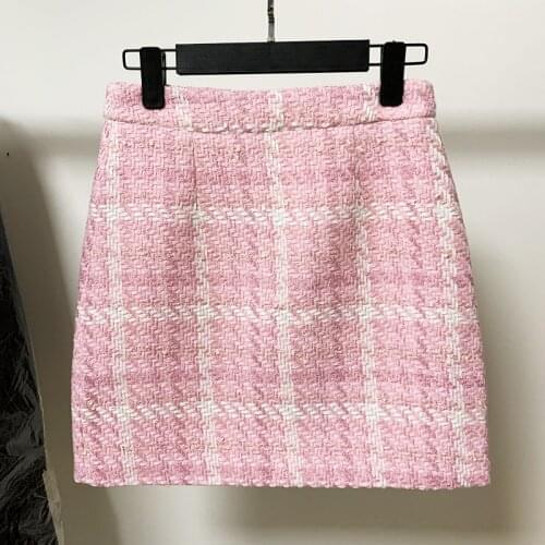 HIGH STREET New Fashion 2021 Designer Skirt Womens Wool Blends Colors Plaid Tweed Skirt