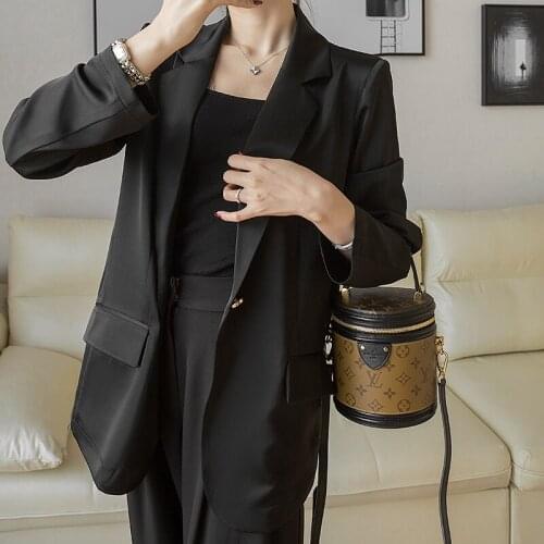 New arrival fashion women spring OL temperament professional long sleeve suit double-breasted simple loose wild solid jacket