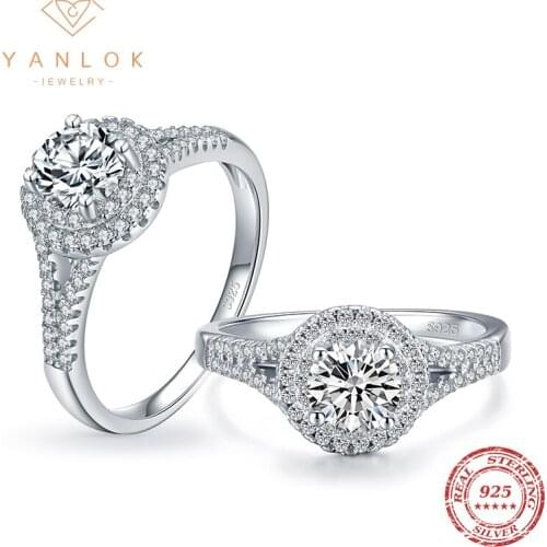YANLOK High Quality Pure 925 Sterling Silver Luxury Shining Wedding Rings For Women Fashion Engagement Statement Jewelry Anel