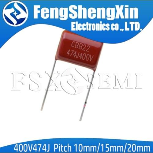 10PCS 400V474J 0.47UF Pitch 10mm 15mm 20mm 470NF 400V 474 CBB Polypropylene film capacitor