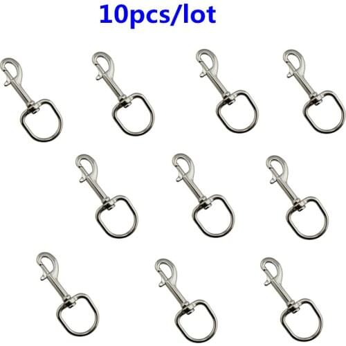 10 PCS 83mm 316 Stainless Steel Swivel-Eye Bolt Spring Snap Hook Round Eye Swivel Quick Hook Hiking Camping Carabiner Pet Chains