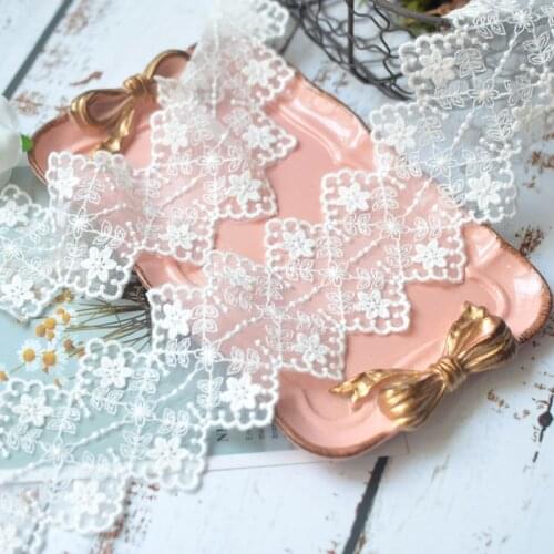 19Yards White Cotton Thread Embroidery Mesh Lace ribbon Fabric Trim Trimming DIY Clothing Wedding Decoration Sewing Accessorie