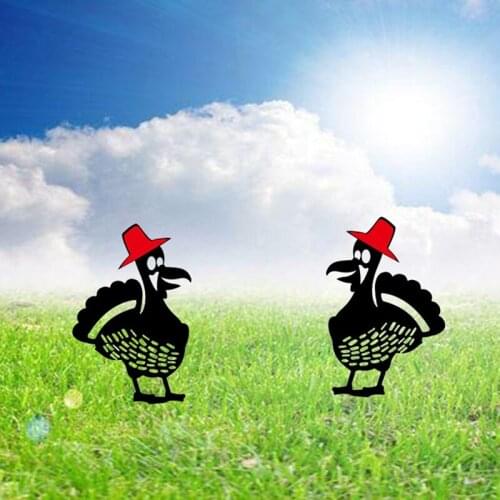 2 PCS Garden Decoration Outdoor Lawn Statues Black Acrylic Chicken Yard Art Silhouette Decor Garden Backyard Lawn Stakes