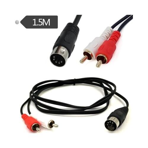 5 Pin DIN Plugs Male to 2RCA Male Converter Cable Audio Cable (DIN-2RCA)0.5m 1.5m