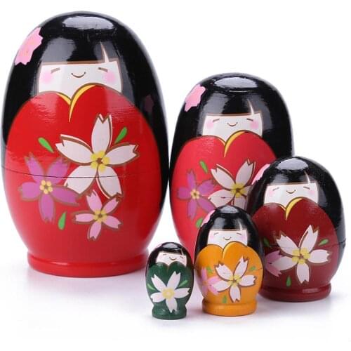 5 Pcs/set Russian Nesting Dolls Lovely Baby Basswood Handmade Painted Beech Russian Matryoshka Doll DIY Gift Toy