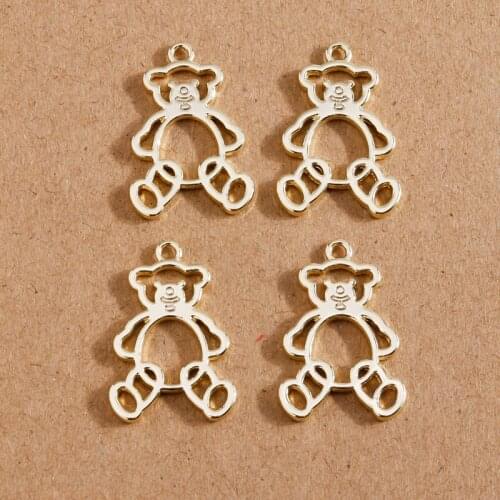 8pcs 16*24mm Gold Color Hollow Bear Charms for Jewelry Making Alloy Animal Charms Fit Necklaces Earrings Bracelets DIY Crafts