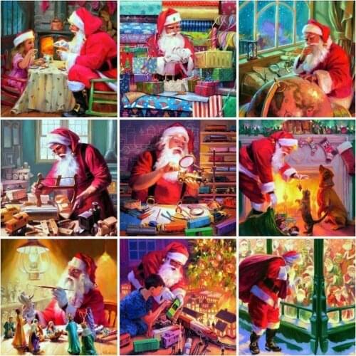 Full Square 5D Diy Christmas Diamond Painting Santa Claus 3D Diamond Embroidery Rhinestones Cross Stitch Mosaic Decor Home Gift