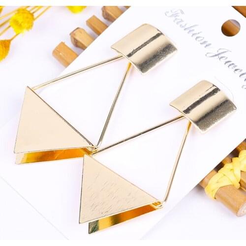 Metal Large Acrylic Earrings Korean Fashion Jewelry Bohemian Punk Retro Golden Pendant New Bohemian Geometric Pendant Earrings