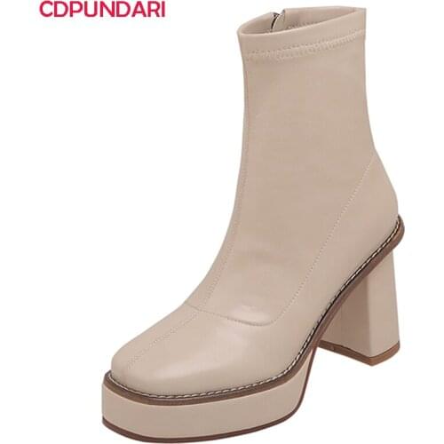 Ladies High Heels Platform Ankle Boots Women Autumn Winter Modern Short Boots Party Shoes Bottes Plateforme Femme