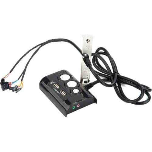 Desktop Computer PC Case Power Supply on/off Reset Button Switch with Double USB and Audio Ports for Office Internet Cafes