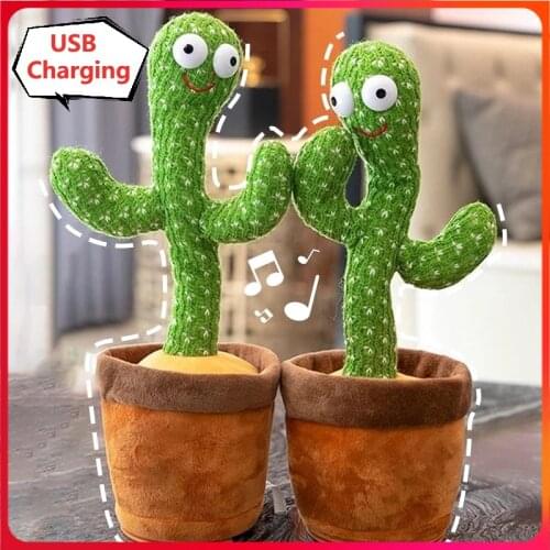 Dancing Cactus Plush Toy Sings 120 Songs USB Charging Light Can Learn To Speak Early Childhood Education Toys Desktop Decoration
