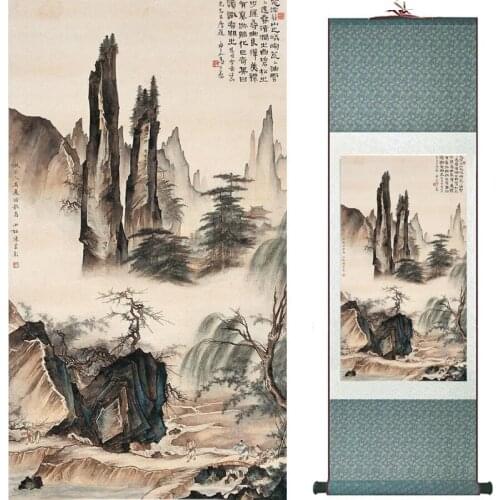 Old fashion painting landscape art painting Chinese traditional art painting China ink painting20190813053