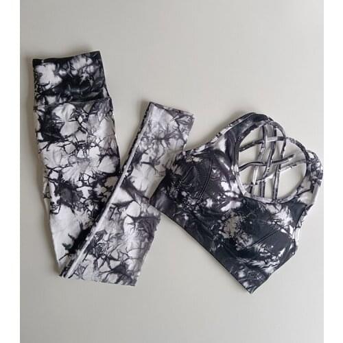 Yoga set Dyeing Seamless yoga set gym fitness clothing sportswear high waist gym leggings suit sports bra sports suits