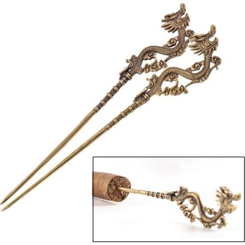 Retro Brass Cigar Pass Needle Portable Drill Dredge Loose Cigarette Cigar Needle Smoker Vintage Carving Smoking Accessories