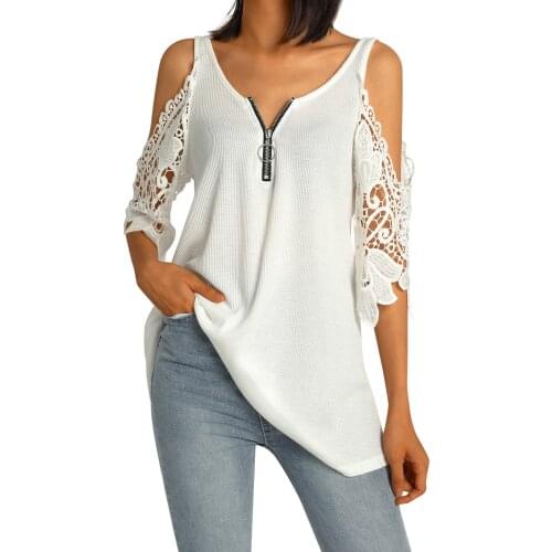 Hirigin Fashion Women T-shirt Hollow Camisole V Neck With Zipper Decoration Strapless Flower Pattern Sexy Style Blouse Clothing