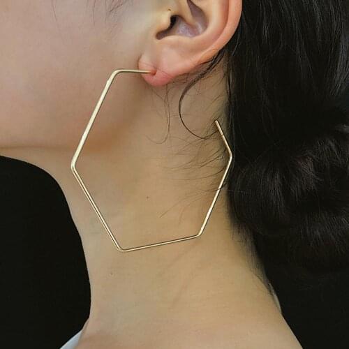 Fashion Women Earrings Simple polygonal geometric opening earrings female Party Jewelry Gift Womans accesories
