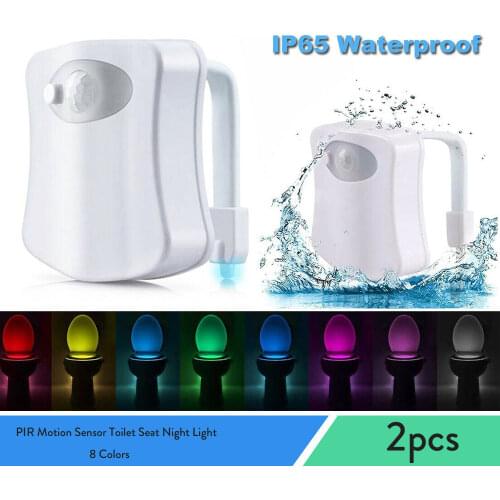 2X PIR Motion Sensor Toilet Seat Night Light Waterproof Backlight For Toilet Bowl LED Luminaria Lamps Toilet Light