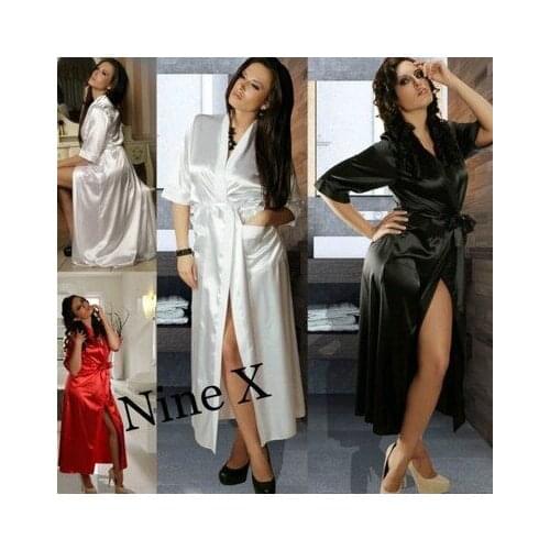 2017 Hot New Arrival Women Sexy Slips Nightdress Erotic Lace Sleepwear Negligee Babydoll Chemise Pajamas Long Satin Bathrobe