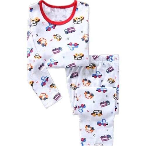 New Kids Aircraft Print Pajamas Sets Baby Clothes Pijamas Girls Boys Cartoon Long Sleeve T-shirt+Pants 2Pcs/Set Child Sleepwear