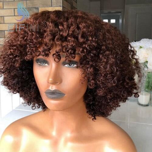 Jerry Curly Full Machine Made Wigs With Bang Highlight Honey Blonde Colored Human Hair Wigs With Bangs For Black Women Eifini