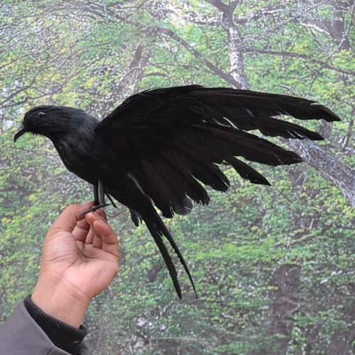 About 40x25cm simulation bird feathers black crow toy model decoration gift h1067