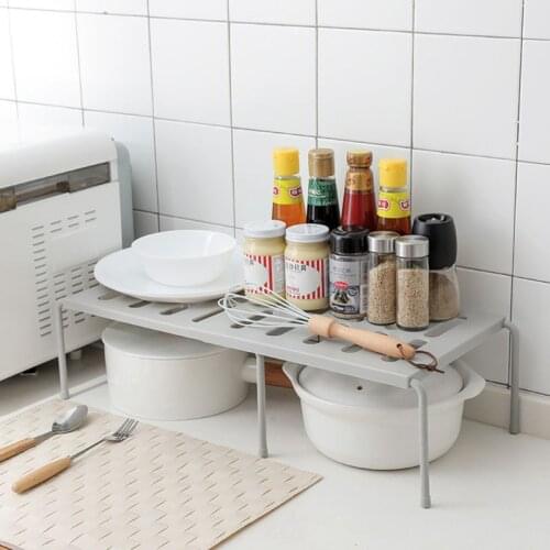Expandable Cabinet Shelf Adjustable Kitchen Countertop Organizer Storage Rack For Dish Cookware Canned Food Mugs Cups New