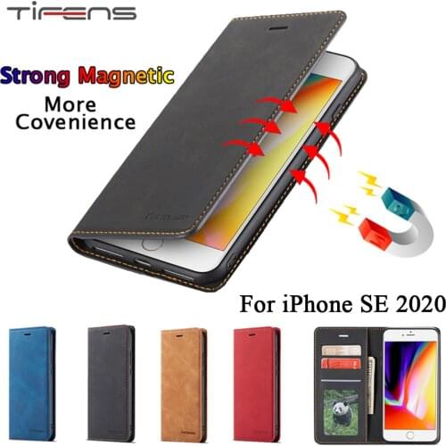Luxury Skin Leather Wallet Magnetic Flip Case For iPhone SE 2020 4.7inch Card Holder Stand 360 Protection Book Cover Etui Funda