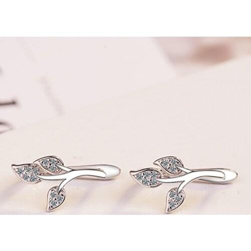 Zircon Crystal Willow Leaves Hoop Earrings Geometric Leaf Earrings for Women Small Hoop Earring Wedding Earings Fashion Jewelry