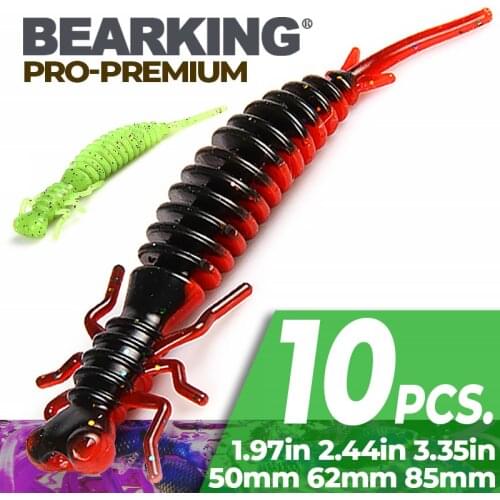 BEARKING Larva Soft Lures 50mm 62mm 85mm Fishing Artificial Lures Silicone Bass Pike Minnow Swimbait Jigging Plastic Baits Worm