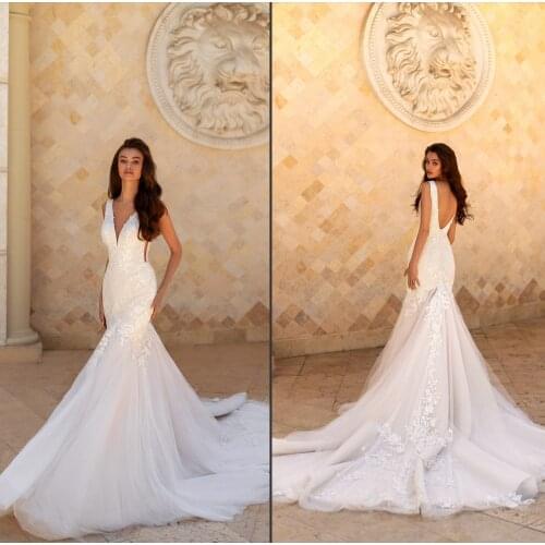 Vestige De Noiva Court Train Sheer Neck Europe Mermaid Wedding Dresses Lace Appliques Illusion Vintage 2021 Wedding Dress