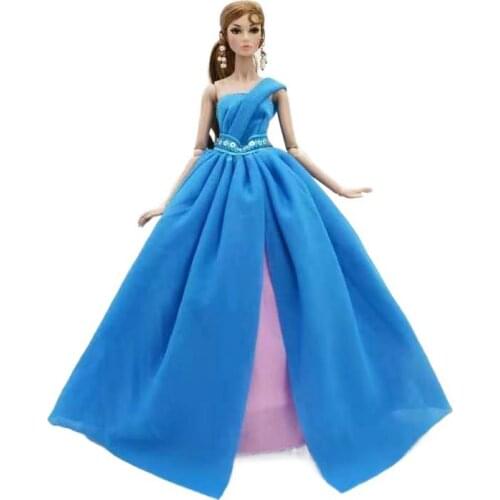 Fashion Blue Princess Wedding Dress For Barbie Doll Clothes Outfits Party Gown Evening Dresses 1/6 BJD Dolls Accessories Kid Toy