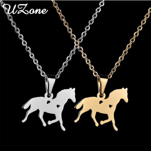 Uzone Fashion Horse Heart Pendant For Men Cool Fashion Jewelry Stainless Steel Satement Necklace Party Gift