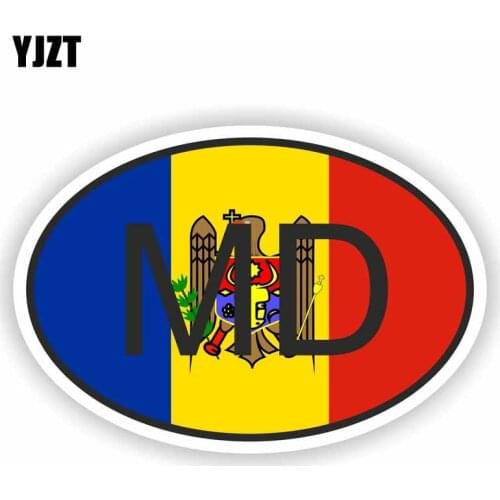 YJZT 13.8CM*9.2CM Funny MD MOLDOVA Country Code Personality Windows Car Sticker PVC Decal 6-0265