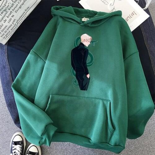 Green Snake Draco Malfoy Hoodies Unusedx Cool Men and Women Kawaii Winter Warm Hoodie Cartoon Sweatshirts Female Basic Clothes