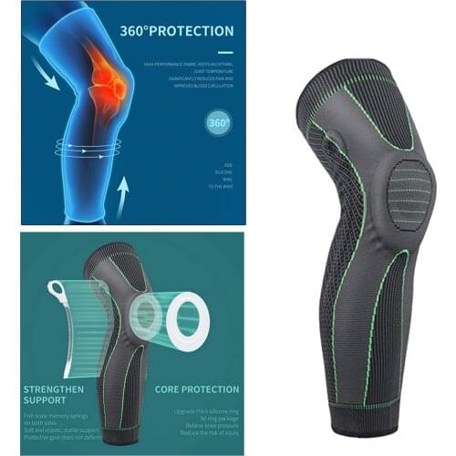 1PC Elasticity Long Knee Brace Sleeve Wrap Gel Pad Antislip Sports Kneepads Sports Knee Brace Knee Guard Protector