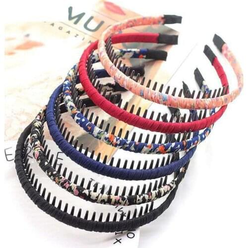 1Pcs Vintage Floral Thin Headbands Solid Flower Teeth Hairbands for Women Head Wrap Girls Tiara Elegant Headwear Anti-slip